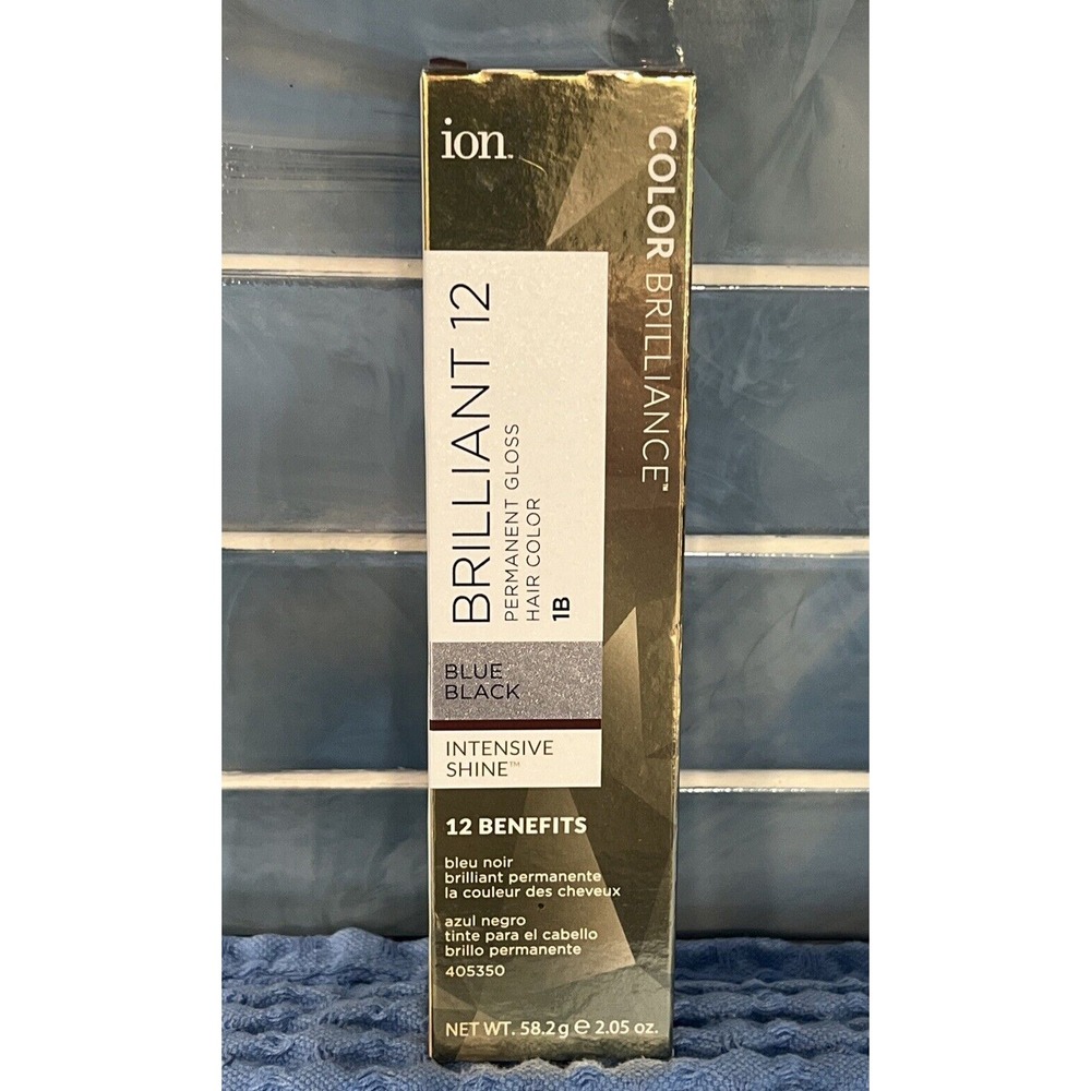 Ion Brilliant 12 Permanent Gloss Hair Color #1B BLUE‎ BLACK High Shine Anti-Fade